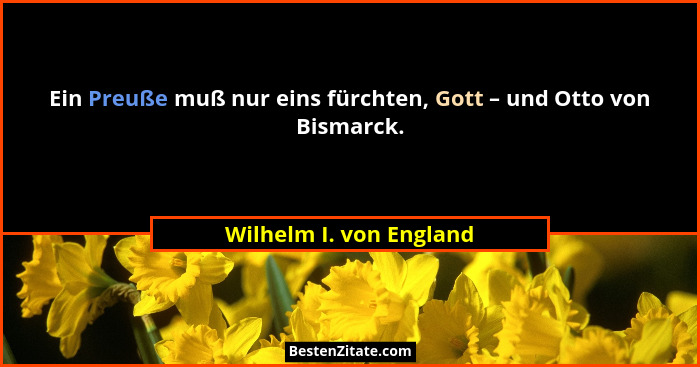 Ein Preuße muß nur eins fürchten, Gott – und Otto von Bismarck.... - Wilhelm I. von England