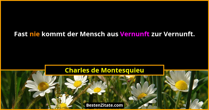 Fast nie kommt der Mensch aus Vernunft zur Vernunft.... - Charles de Montesquieu