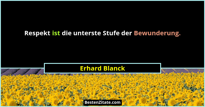 Respekt ist die unterste Stufe der Bewunderung.... - Erhard Blanck
