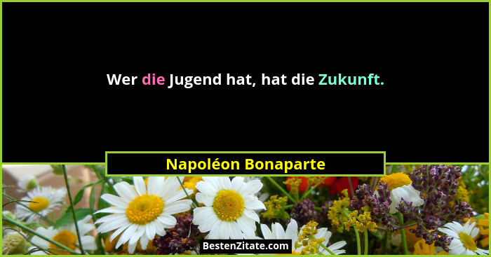Wer die Jugend hat, hat die Zukunft.... - Napoléon Bonaparte