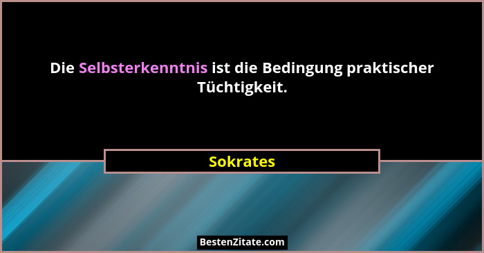 Die Selbsterkenntnis ist die Bedingung praktischer Tüchtigkeit.... - Sokrates