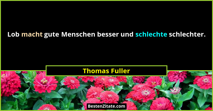 Lob macht gute Menschen besser und schlechte schlechter.... - Thomas Fuller