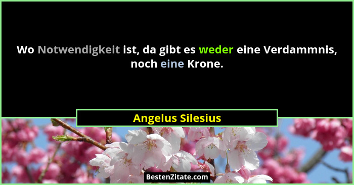 Wo Notwendigkeit ist, da gibt es weder eine Verdammnis, noch eine Krone.... - Angelus Silesius