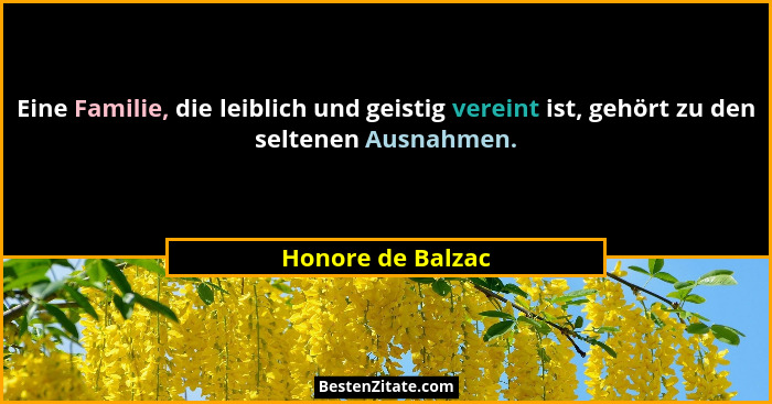 Eine Familie, die leiblich und geistig vereint ist, gehört zu den seltenen Ausnahmen.... - Honore de Balzac