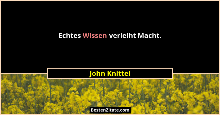 Echtes Wissen verleiht Macht.... - John Knittel