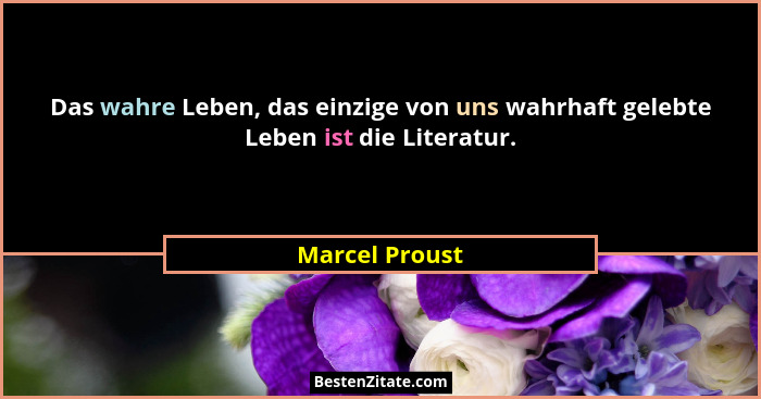 Das wahre Leben, das einzige von uns wahrhaft gelebte Leben ist die Literatur.... - Marcel Proust