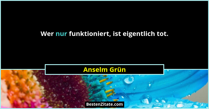 Wer nur funktioniert, ist eigentlich tot.... - Anselm Grün