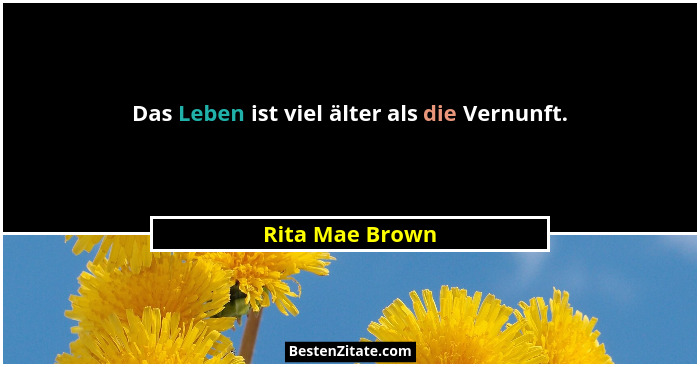 Das Leben ist viel älter als die Vernunft.... - Rita Mae Brown