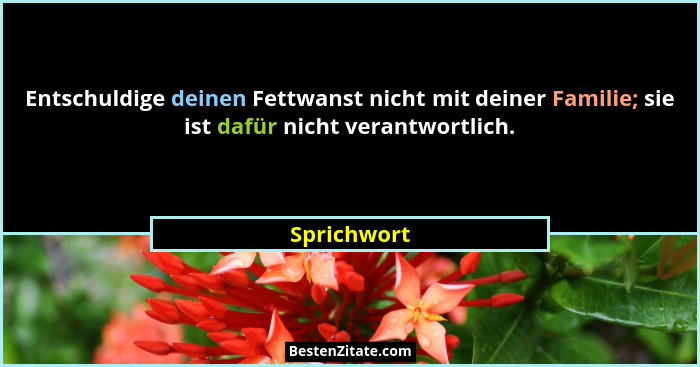 Entschuldige deinen Fettwanst nicht mit deiner Familie; sie ist dafür nicht verantwortlich.... - Sprichwort
