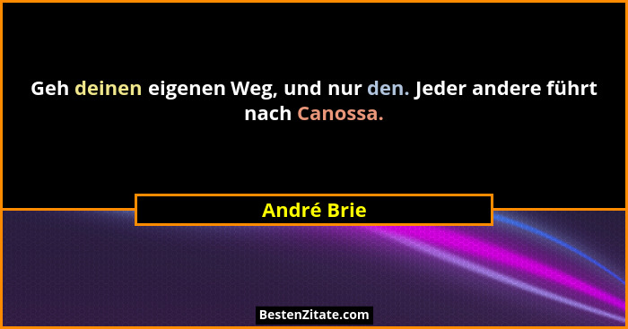 Geh deinen eigenen Weg, und nur den. Jeder andere führt nach Canossa.... - André Brie