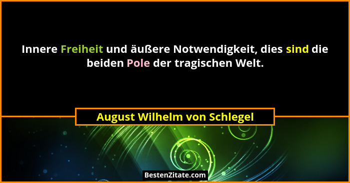 Innere Freiheit und äußere Notwendigkeit, dies sind die beiden Pole der tragischen Welt.... - August Wilhelm von Schlegel