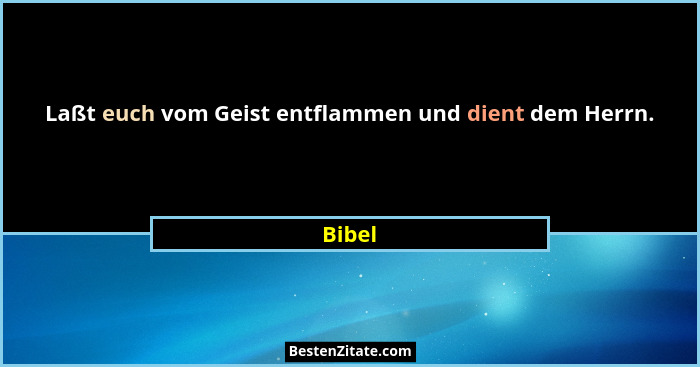 Laßt euch vom Geist entflammen und dient dem Herrn.... - Bibel
