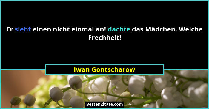 Er sieht einen nicht einmal an! dachte das Mädchen. Welche Frechheit!... - Iwan Gontscharow