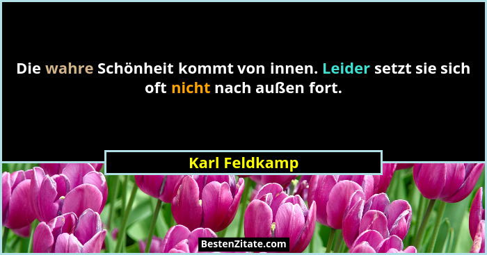 Die wahre Schönheit kommt von innen. Leider setzt sie sich oft nicht nach außen fort.... - Karl Feldkamp