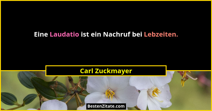 Eine Laudatio ist ein Nachruf bei Lebzeiten.... - Carl Zuckmayer