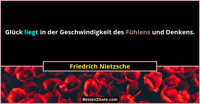 Glück liegt in der Geschwindigkeit des Fühlens und Denkens.... - Friedrich Nietzsche