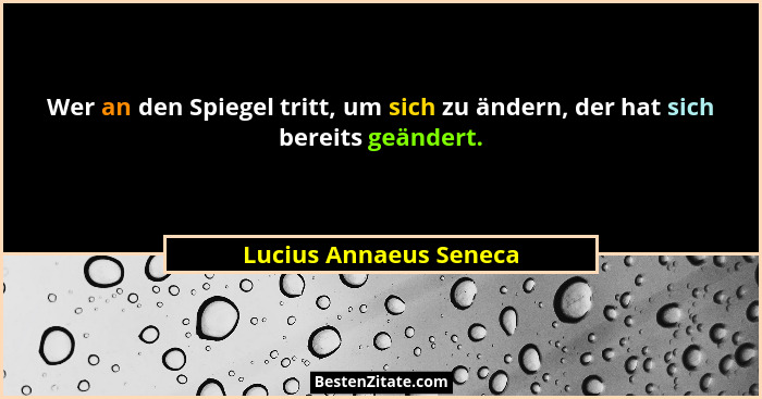 Wer an den Spiegel tritt, um sich zu ändern, der hat sich bereits geändert.... - Lucius Annaeus Seneca
