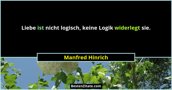 Liebe ist nicht logisch, keine Logik widerlegt sie.... - Manfred Hinrich