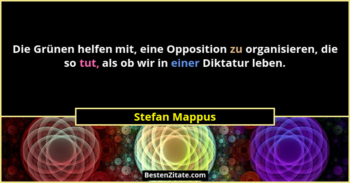 Die Grünen helfen mit, eine Opposition zu organisieren, die so tut, als ob wir in einer Diktatur leben.... - Stefan Mappus