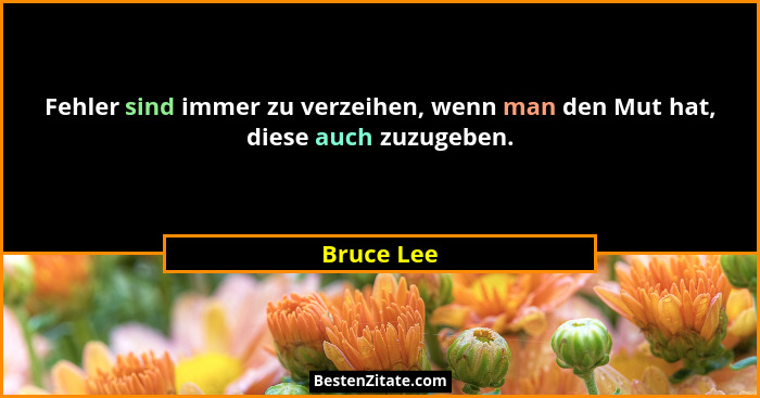 Fehler sind immer zu verzeihen, wenn man den Mut hat, diese auch zuzugeben.... - Bruce Lee