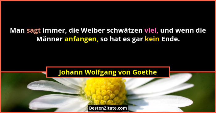 Man sagt immer, die Weiber schwätzen viel, und wenn die Männer anfangen, so hat es gar kein Ende.... - Johann Wolfgang von Goethe