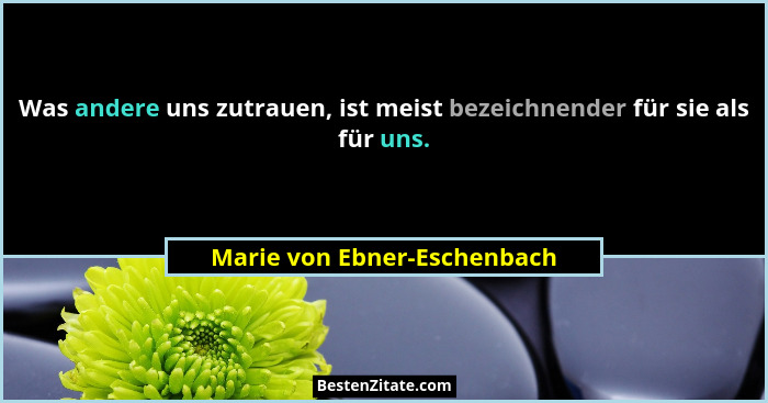 Was andere uns zutrauen, ist meist bezeichnender für sie als für uns.... - Marie von Ebner-Eschenbach