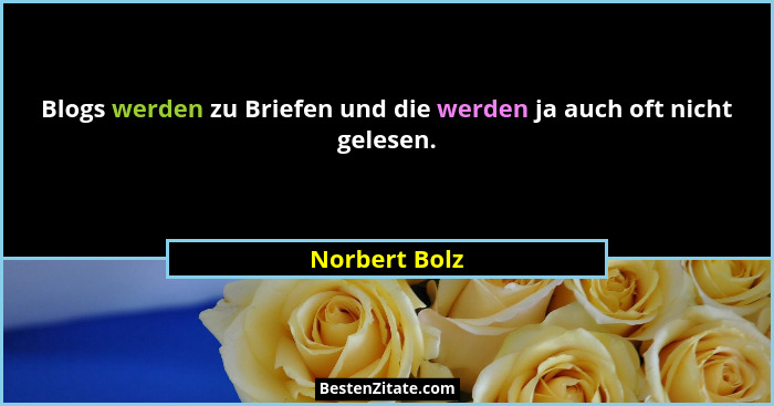 Blogs werden zu Briefen und die werden ja auch oft nicht gelesen.... - Norbert Bolz
