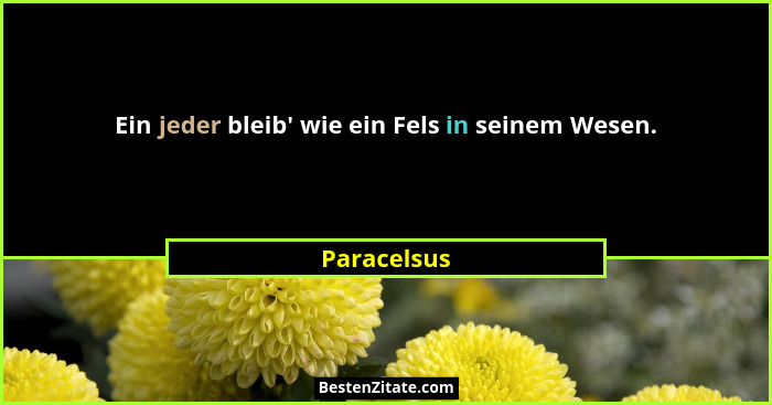 Ein jeder bleib' wie ein Fels in seinem Wesen.... - Paracelsus