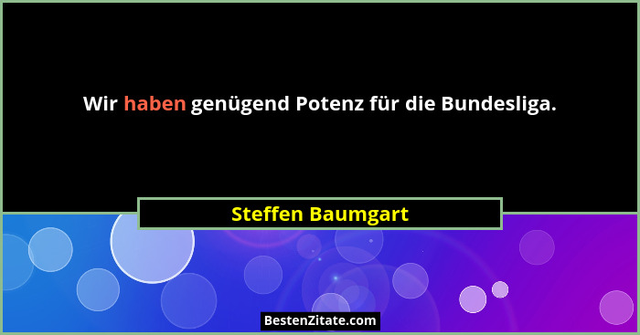 Wir haben genügend Potenz für die Bundesliga.... - Steffen Baumgart