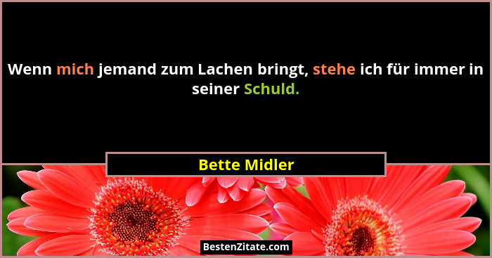 Wenn mich jemand zum Lachen bringt, stehe ich für immer in seiner Schuld.... - Bette Midler