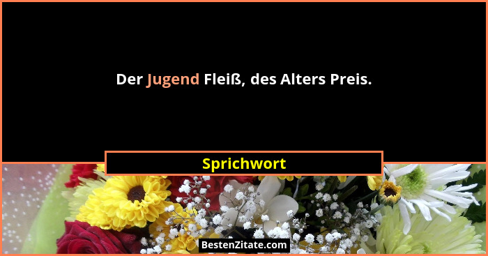 Der Jugend Fleiß, des Alters Preis.... - Sprichwort