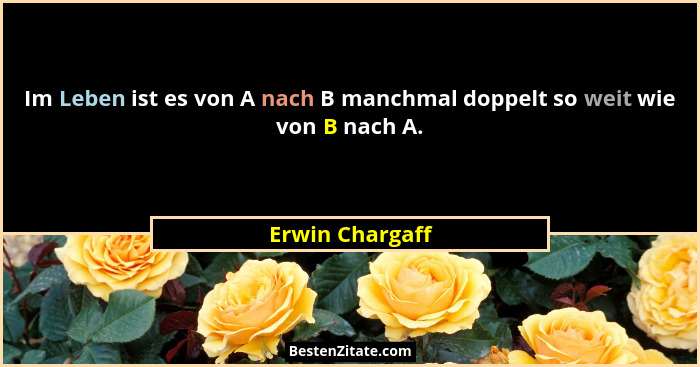Im Leben ist es von A nach B manchmal doppelt so weit wie von B nach A.... - Erwin Chargaff