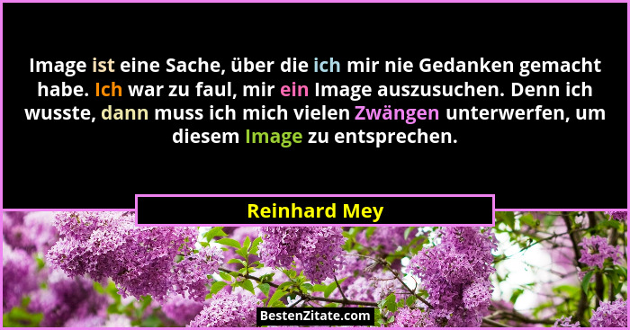 Image ist eine Sache, über die ich mir nie Gedanken gemacht habe. Ich war zu faul, mir ein Image auszusuchen. Denn ich wusste, dann mus... - Reinhard Mey