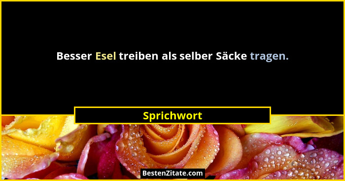 Besser Esel treiben als selber Säcke tragen.... - Sprichwort