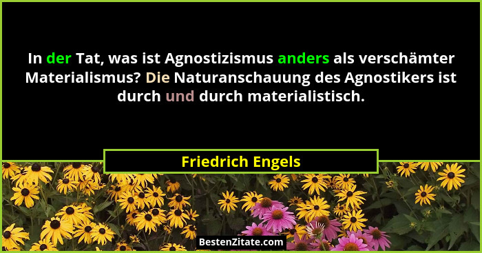 In der Tat, was ist Agnostizismus anders als verschämter Materialismus? Die Naturanschauung des Agnostikers ist durch und durch mat... - Friedrich Engels