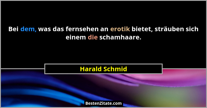Bei dem, was das fernsehen an erotik bietet, sträuben sich einem die schamhaare.... - Harald Schmid