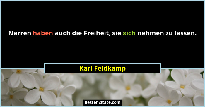 Narren haben auch die Freiheit, sie sich nehmen zu lassen.... - Karl Feldkamp