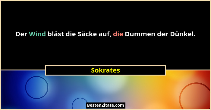 Der Wind bläst die Säcke auf, die Dummen der Dünkel.... - Sokrates