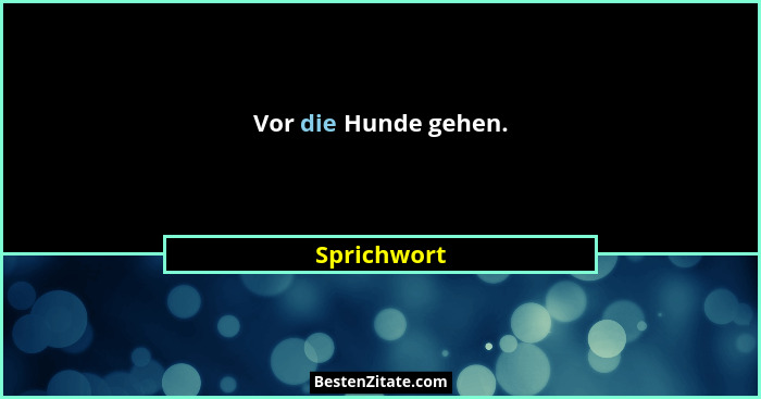Vor die Hunde gehen.... - Sprichwort