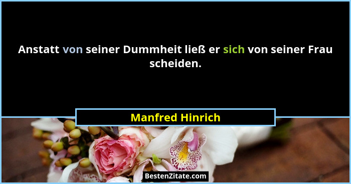 Anstatt von seiner Dummheit ließ er sich von seiner Frau scheiden.... - Manfred Hinrich