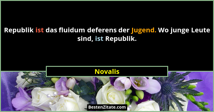 Republik ist das fluidum deferens der Jugend. Wo junge Leute sind, ist Republik.... - Novalis