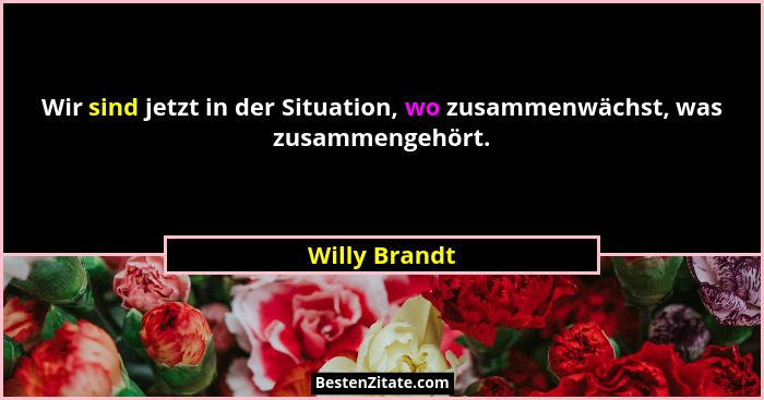 Wir sind jetzt in der Situation, wo zusammenwächst, was zusammengehört.... - Willy Brandt