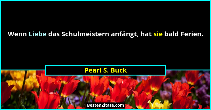Wenn Liebe das Schulmeistern anfängt, hat sie bald Ferien.... - Pearl S. Buck
