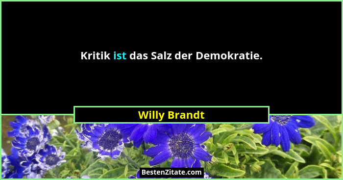 Kritik ist das Salz der Demokratie.... - Willy Brandt
