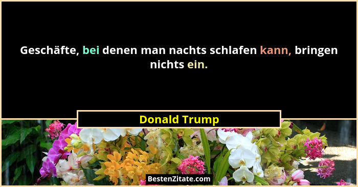 Geschäfte, bei denen man nachts schlafen kann, bringen nichts ein.... - Donald Trump