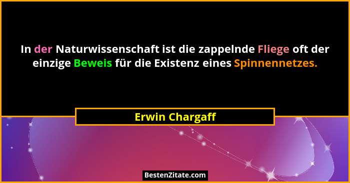 In der Naturwissenschaft ist die zappelnde Fliege oft der einzige Beweis für die Existenz eines Spinnennetzes.... - Erwin Chargaff