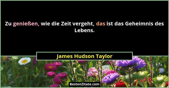 Zu genießen, wie die Zeit vergeht, das ist das Geheimnis des Lebens.... - James Hudson Taylor