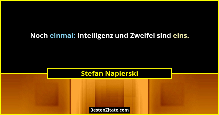 Noch einmal: Intelligenz und Zweifel sind eins.... - Stefan Napierski