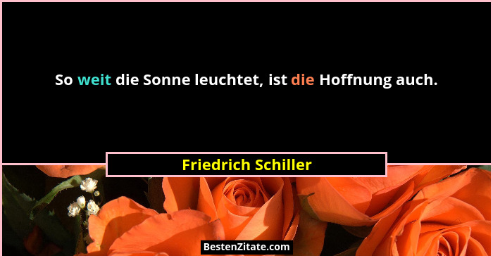 So weit die Sonne leuchtet, ist die Hoffnung auch.... - Friedrich Schiller