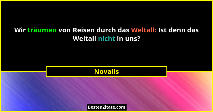 Wir träumen von Reisen durch das Weltall: Ist denn das Weltall nicht in uns?... - Novalis